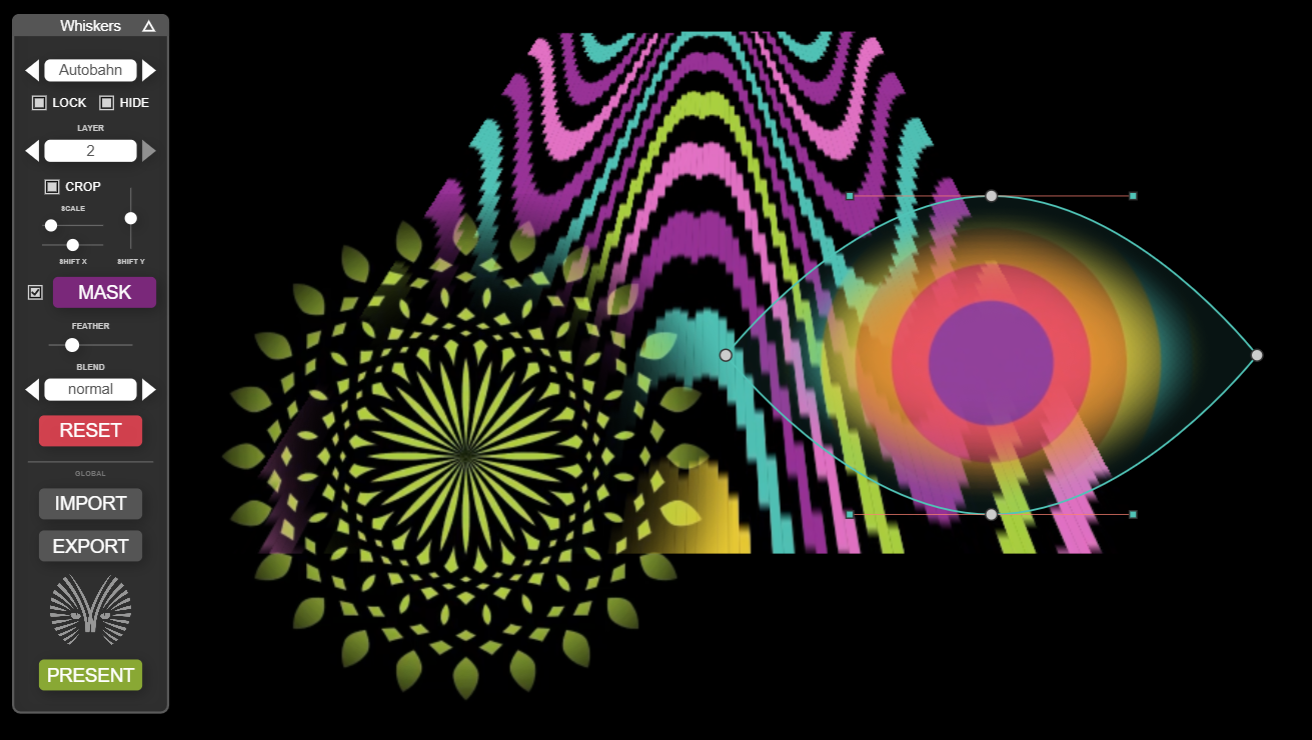 Projection Mapping with Perspective, Masking, Crosshairs, GPU, 16 Channels, Shaders with ZIM on the Canvas